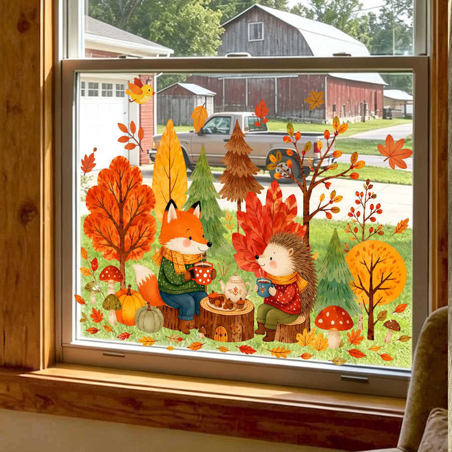 1pc autumn window decal, cute  - Nettle Leaf Tea 评论和价格