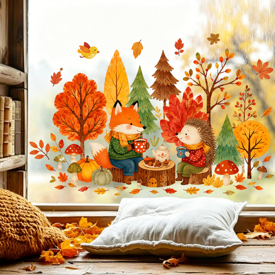 1pc autumn window decal, cute  - Nettle Leaf Tea 评论和价格