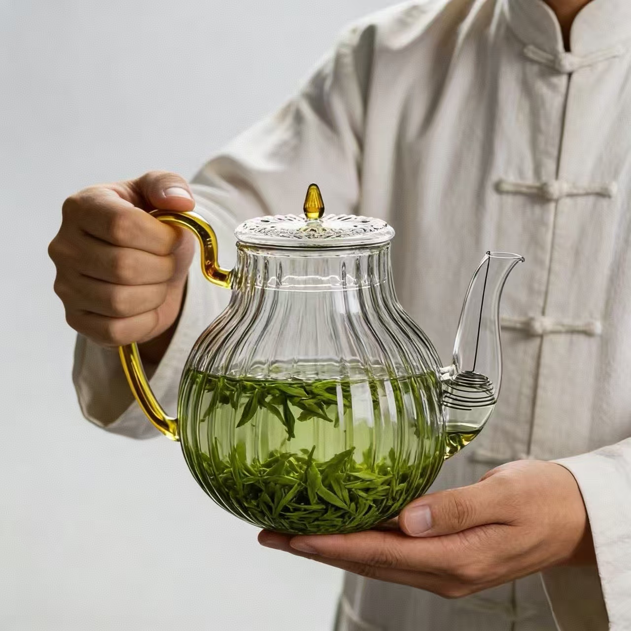 700ml Striped Glass Teapot Wit - Nettle Leaf Tea 评论和价格